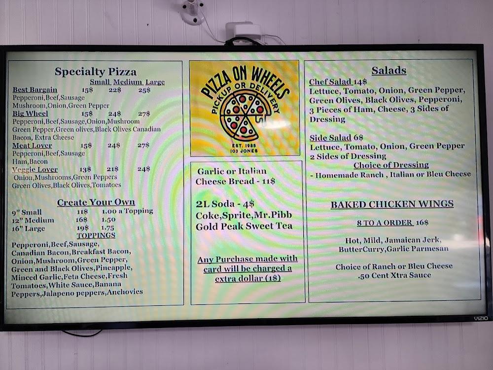 Pizza On Your Wheels Menu image 1